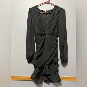 Women’s ruched sparkly long sleeve dress